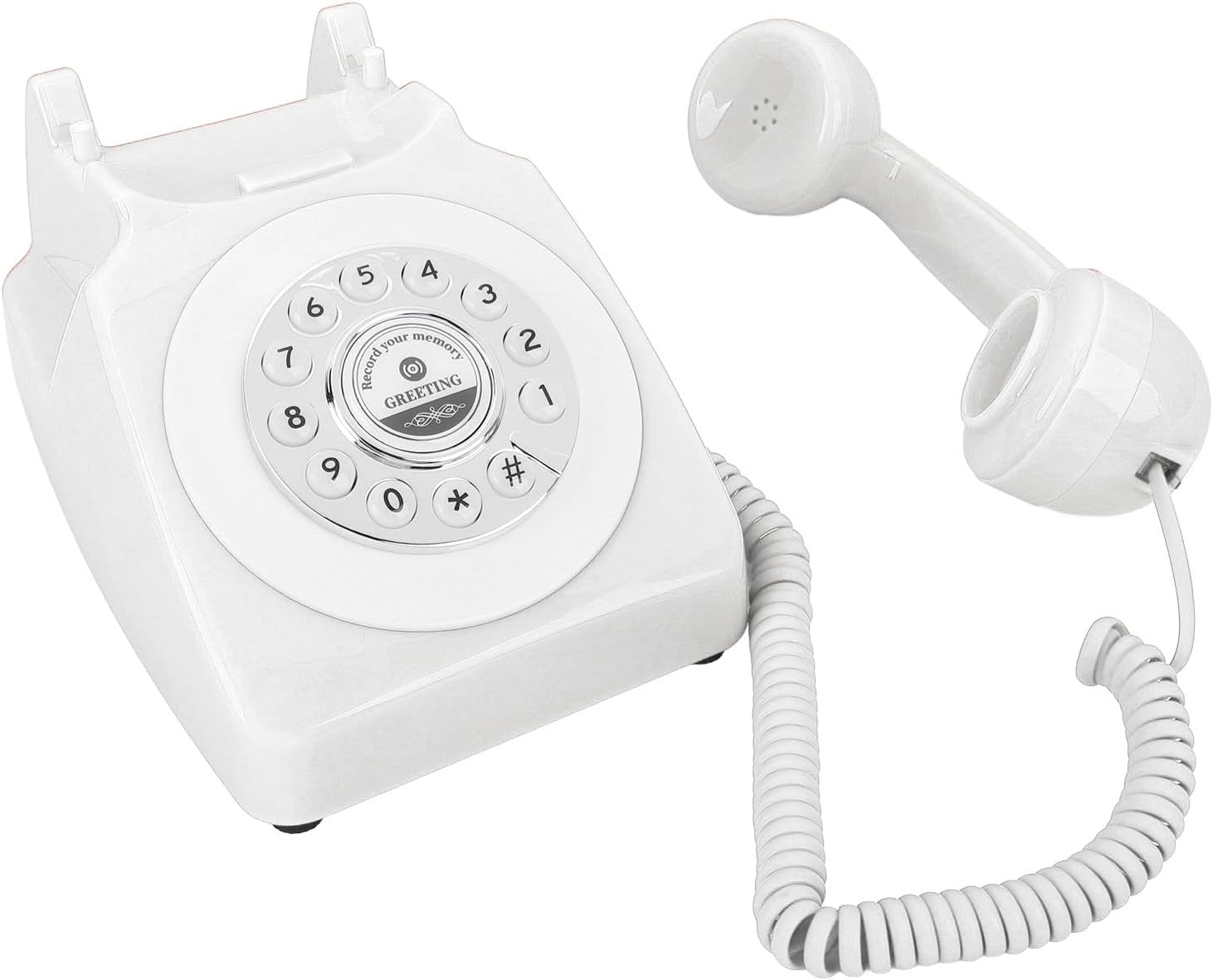 Audio Guest Book Wedding Phone, Clear Sound Convenient Use Audio Message Recording Telephone, Retro Phone Audio GuestBook for Wedding Event Birthday Party (White)