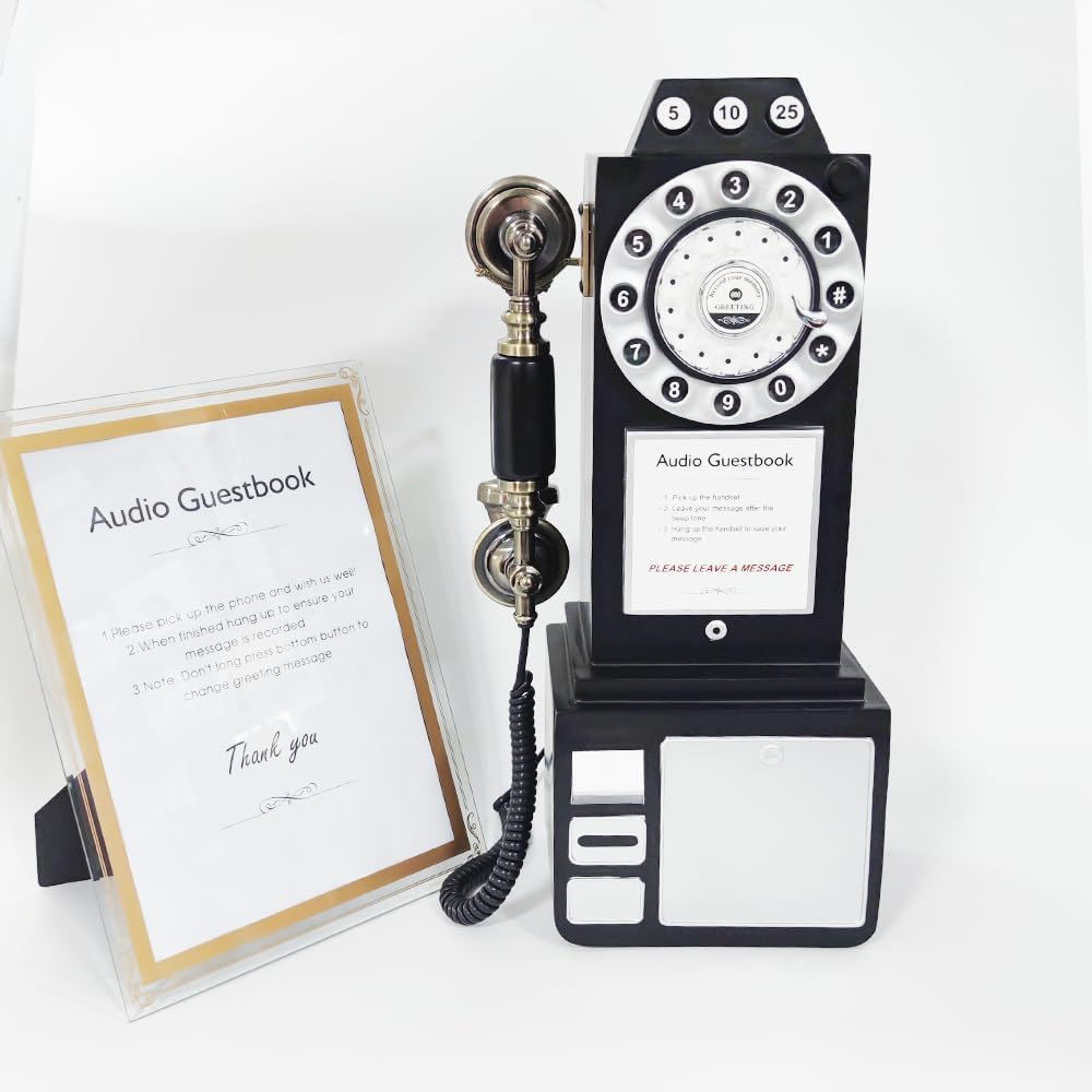 2023 New Audio Guestbook Phone Booth Wedding Recorder a Great Addition to Any Special Occasion - Wedding Guestbook Phone Booth (Black)