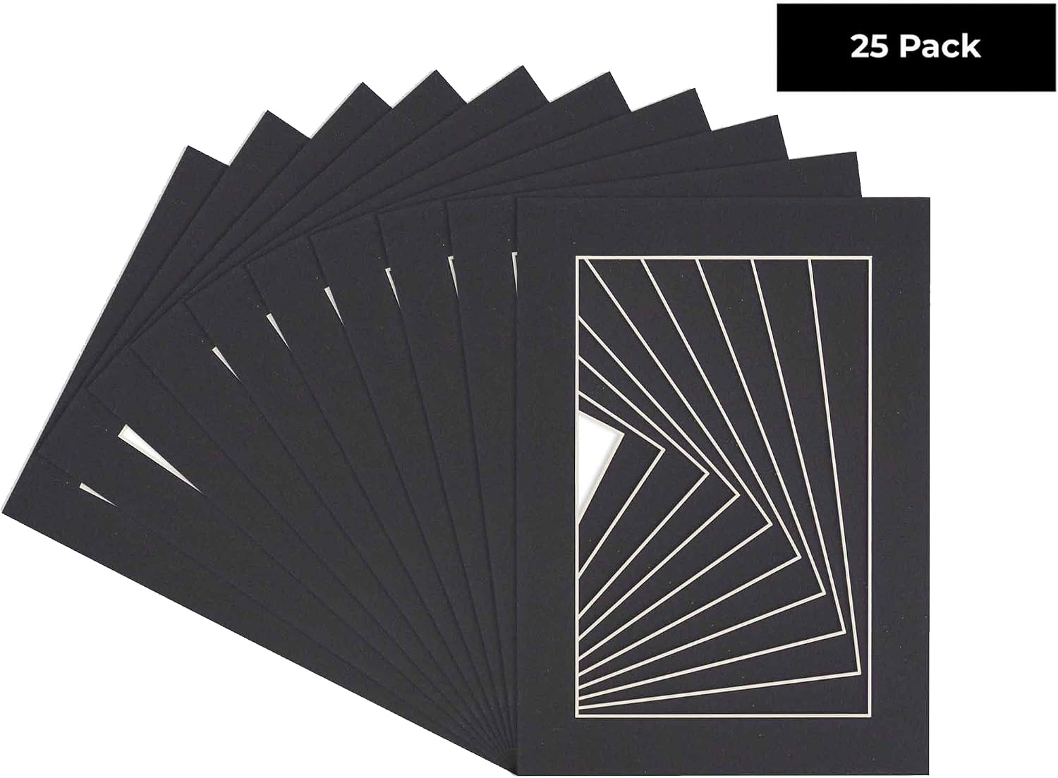 11x14 Mat for 12x18 Frame - Precut Mat Board Acid-Free Black 11x14 Photo Matte Made to Fit a 12x18 Picture Frame, Premium Matboard for Family Photos, Show Kits, Art, Picture Framing, Pack of 25 Mats