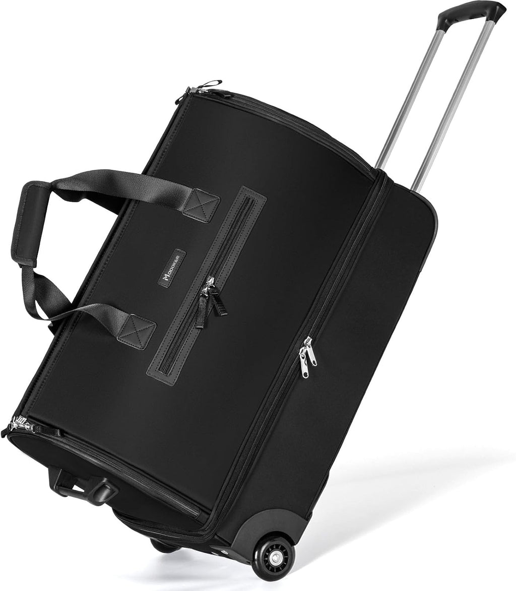 Modoker Convertible Rolling Garment Bag for Travel, Suit Travel Bag with Trolley, Garment Duffel Bag with Wheels & Shoes Compartment for Business Trip, Weekender - Black