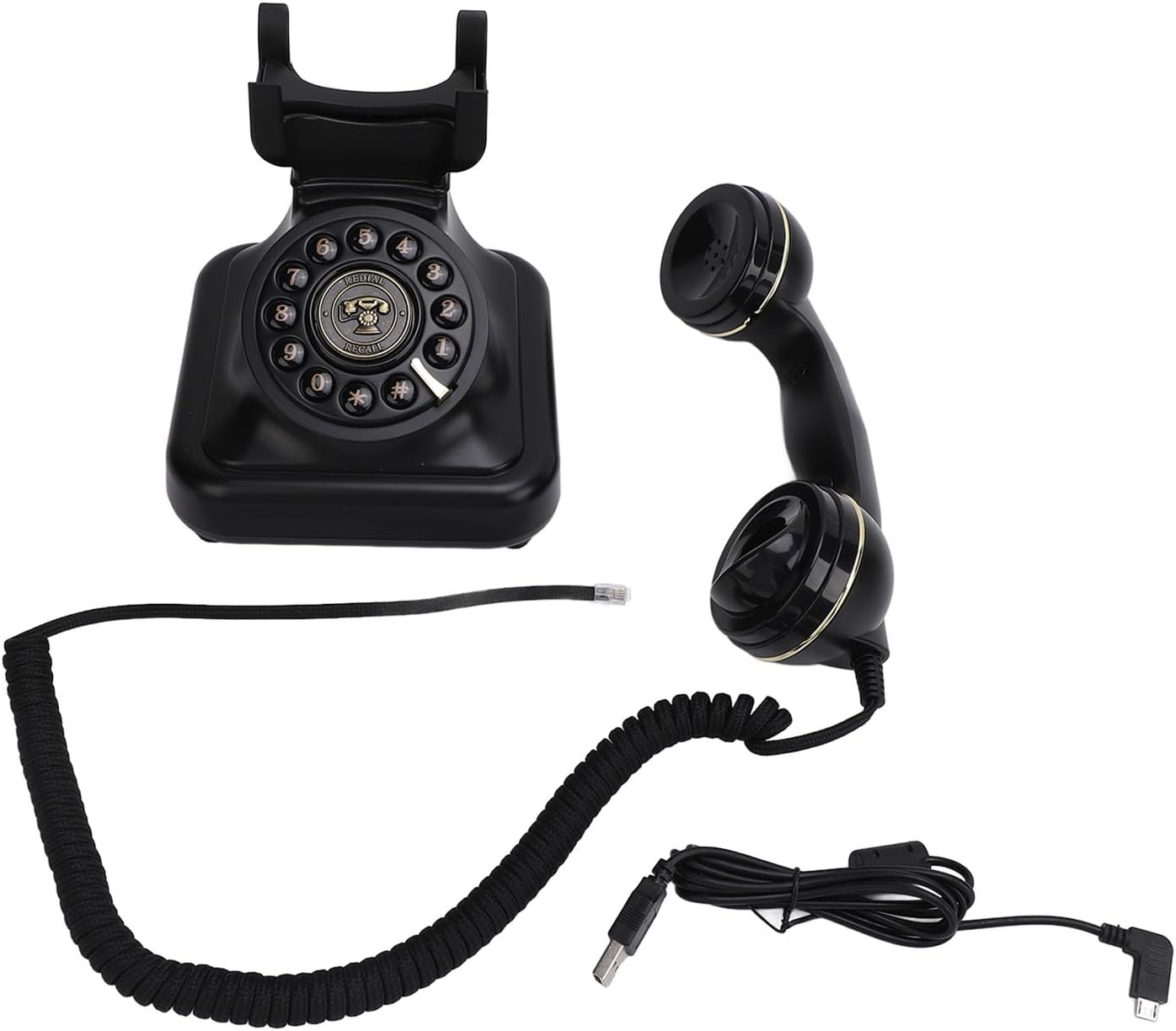 Wedding Recorder Audio Guestbook, Antique Telephones with Recording Function Retro Keypad Phone, 8G Capacity Audio Messages Telephone Record (Black)