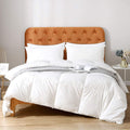 Feathers Down Comforter Oversized King - 100% Organic Cotton Quilted Medium Warm All Seasons Duvet Insert or Stand-Alone Comforter (120x98, Ivory White)