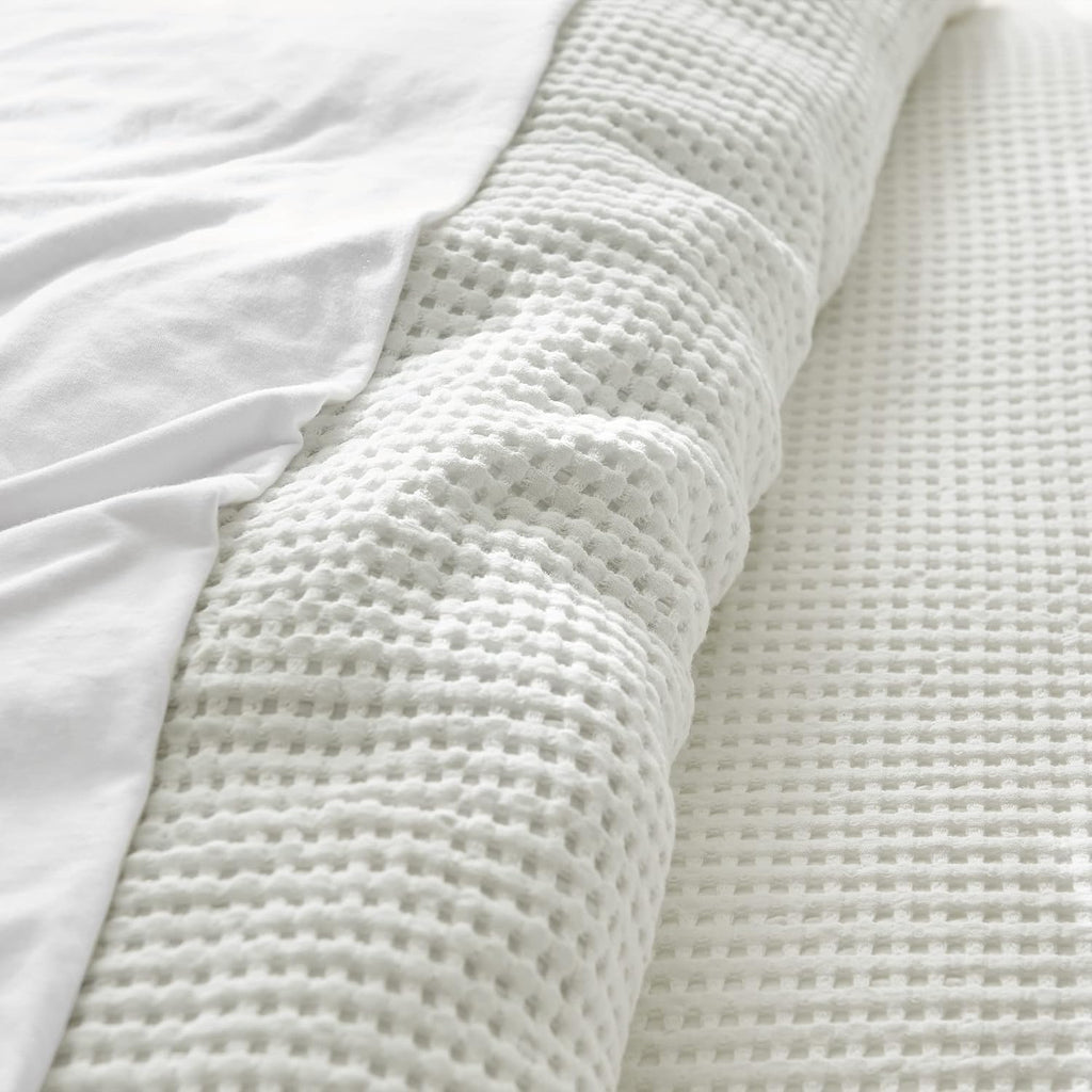 Levtex Home Mills Waffle King Duvet Cover Set (106x94in) with 2 Pillow Shams (36x20in) - Cream - Cotton King Size Duvet Cover Set - Soft, Pre-Washed