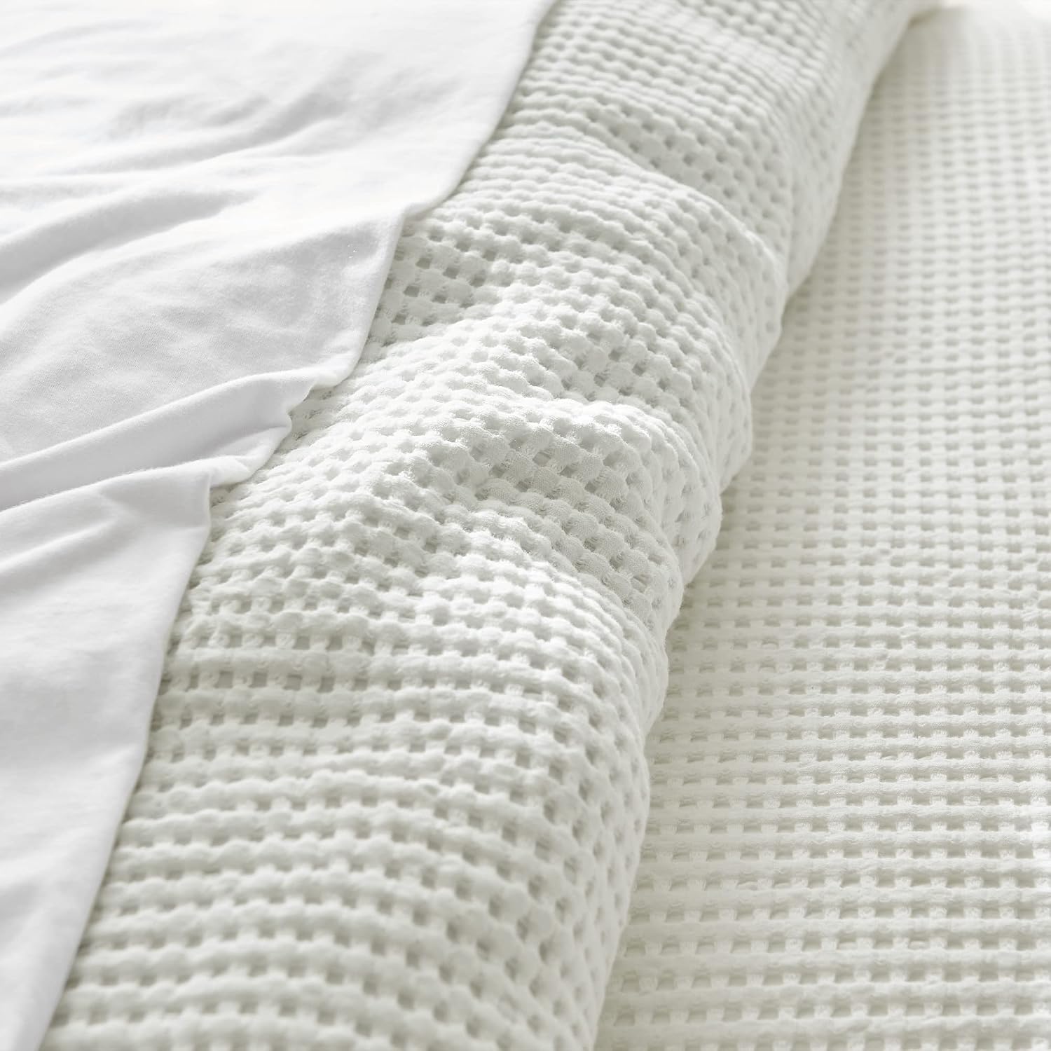 Levtex Home Mills Waffle King Duvet Cover Set (106x94in) with 2 Pillow Shams (36x20in) - Cream - Cotton King Size Duvet Cover Set - Soft, Pre-Washed
