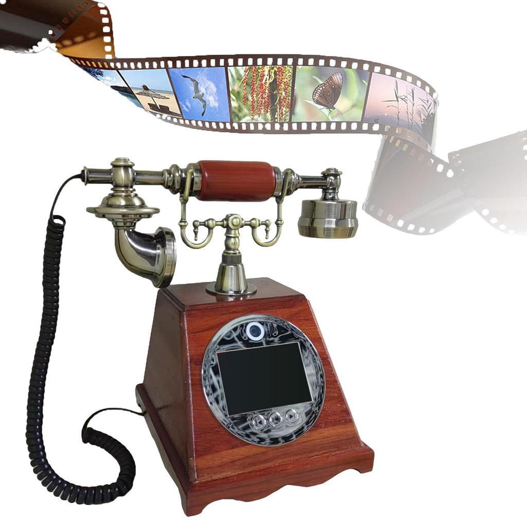 Vintage Wedding Phone Guestbook, Video Audio Phone Guestbook, Customized Video Audio Guest Book, 5000Mah, Volume Adjustable, 7H Battery Life, for A Variety of Memorable Party Occasions A