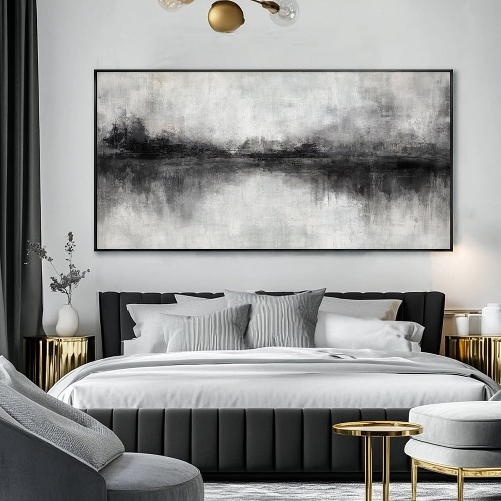 Large Abstract Canvas Wall Art Black and Grey Art Pictures for Wall Decor 29'x58' Artwork Decoration for Living Room Framed Neutral Wall Prints Kitchen