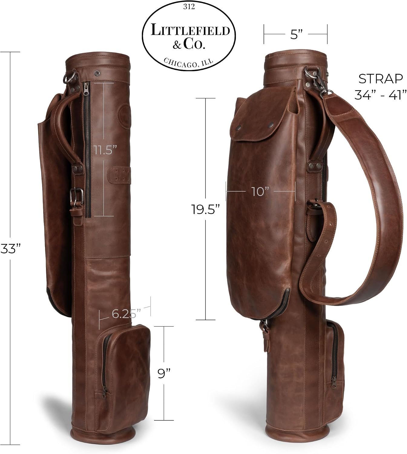 Littlefield & Co., Sunday Golf Club Bag, Small Golf Bag for a Few Clubs, Lightweight Basic Carry Bags, Practice & Travel Cart for Men & Women, Driving Range Carrier Accessories