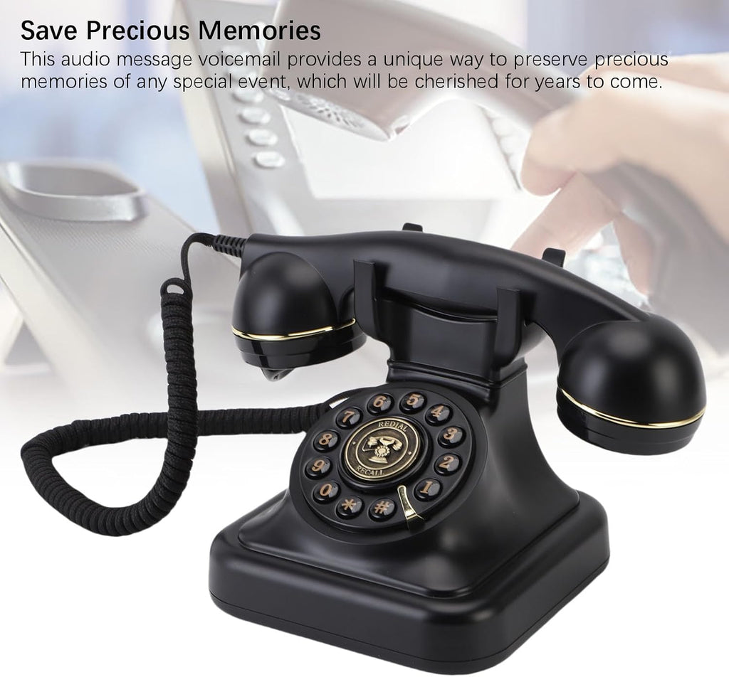 Fockety Audio Guest Book Wedding Phone, Retro Audio Guestbook to Preserve Your Special Occasions, Recording Wedding Phone Guest Book for Birthday Anniversary Party Graduation (Black)