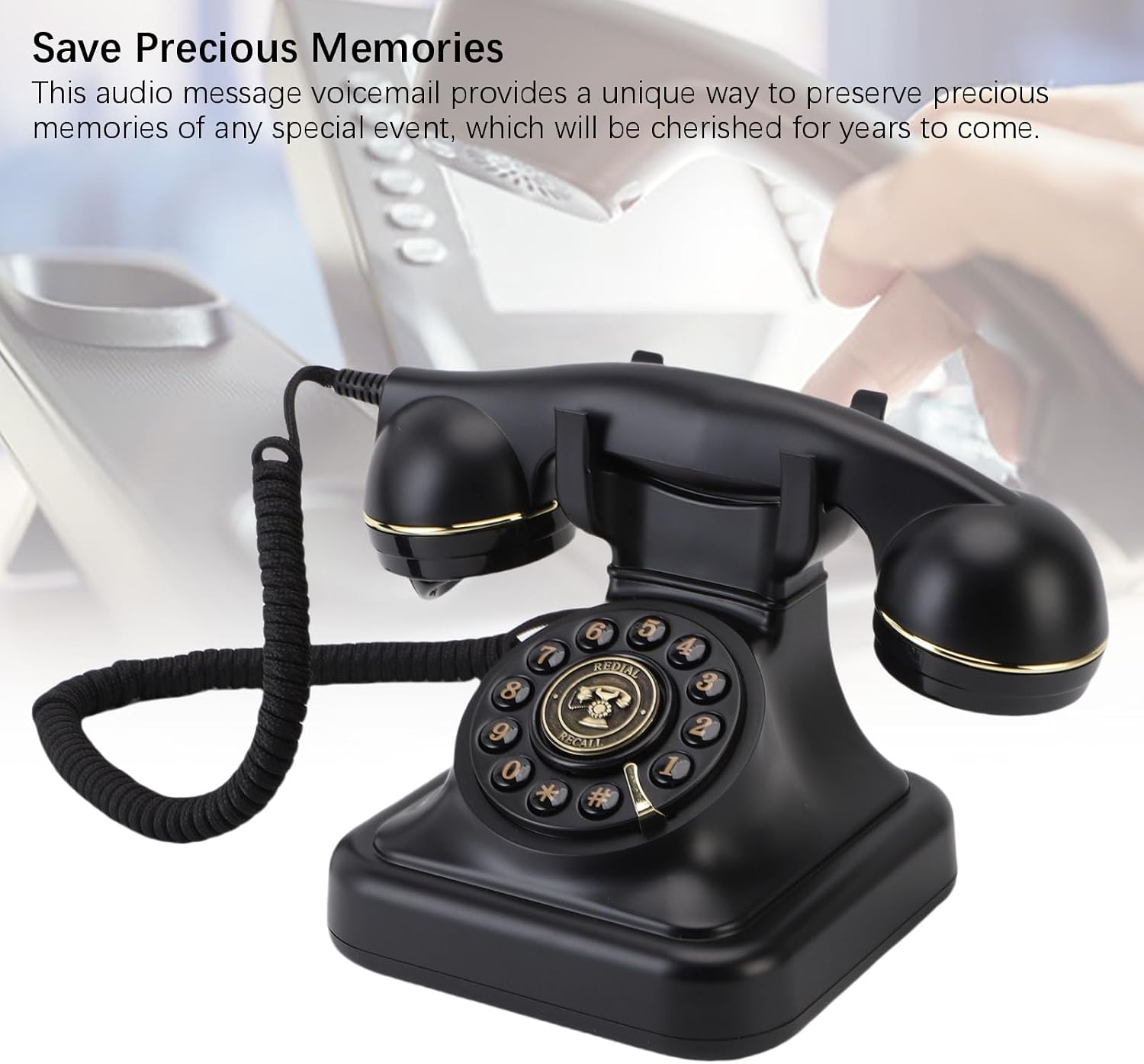 Fockety Audio Guest Book Wedding Phone, Retro Audio Guestbook to Preserve Your Special Occasions, Recording Wedding Phone Guest Book for Birthday Anniversary Party Graduation (Black)