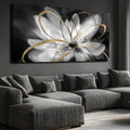 SOUGUAN Flower Large Artwork Gold Wall Decor White Canvas Paintings for Living Room Bedroom Kitchen Office 30'x 60'