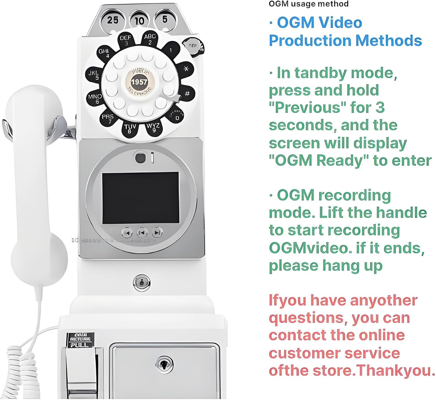 32G Retro Video Audio Guest Book Wedding Phone- Creative Record Customized Video Messages GuestBook – A Personal and Convenient Way to Preserve Your Special Occasions(White)