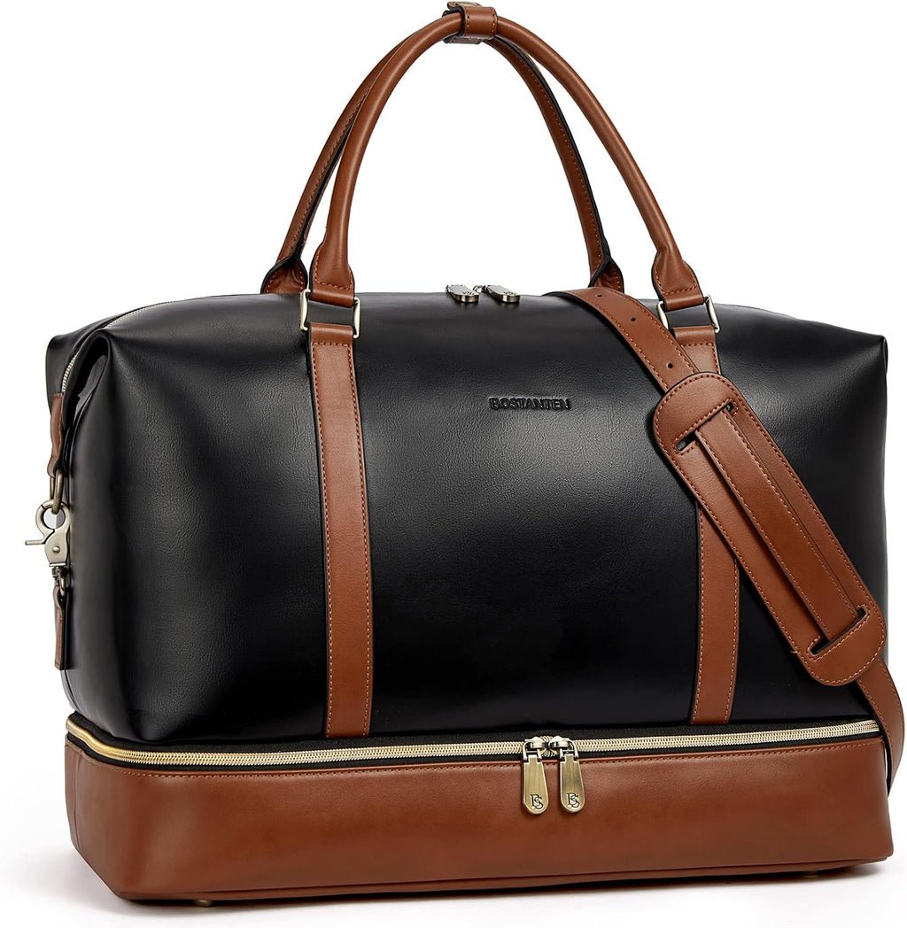 BOSTANTEN Weekender Bags for Women Leather Travel Duffle Bag Carry On Overnight Duffel with Shoe Compartment