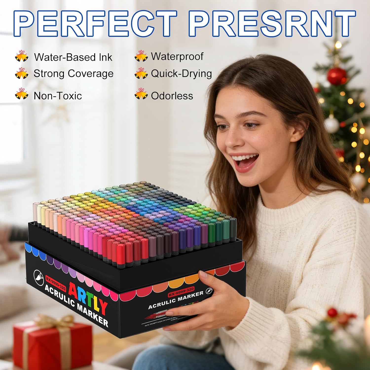 Amamao 320 Colors Acrylic Paint Markers, Soft Brush Tip Pens and Markers, Acrylic Paint Pens for Wood, Stone, Canvas, Glass, Fabric, Egg, Rock Painting and DIY Crafts Art Supplies
