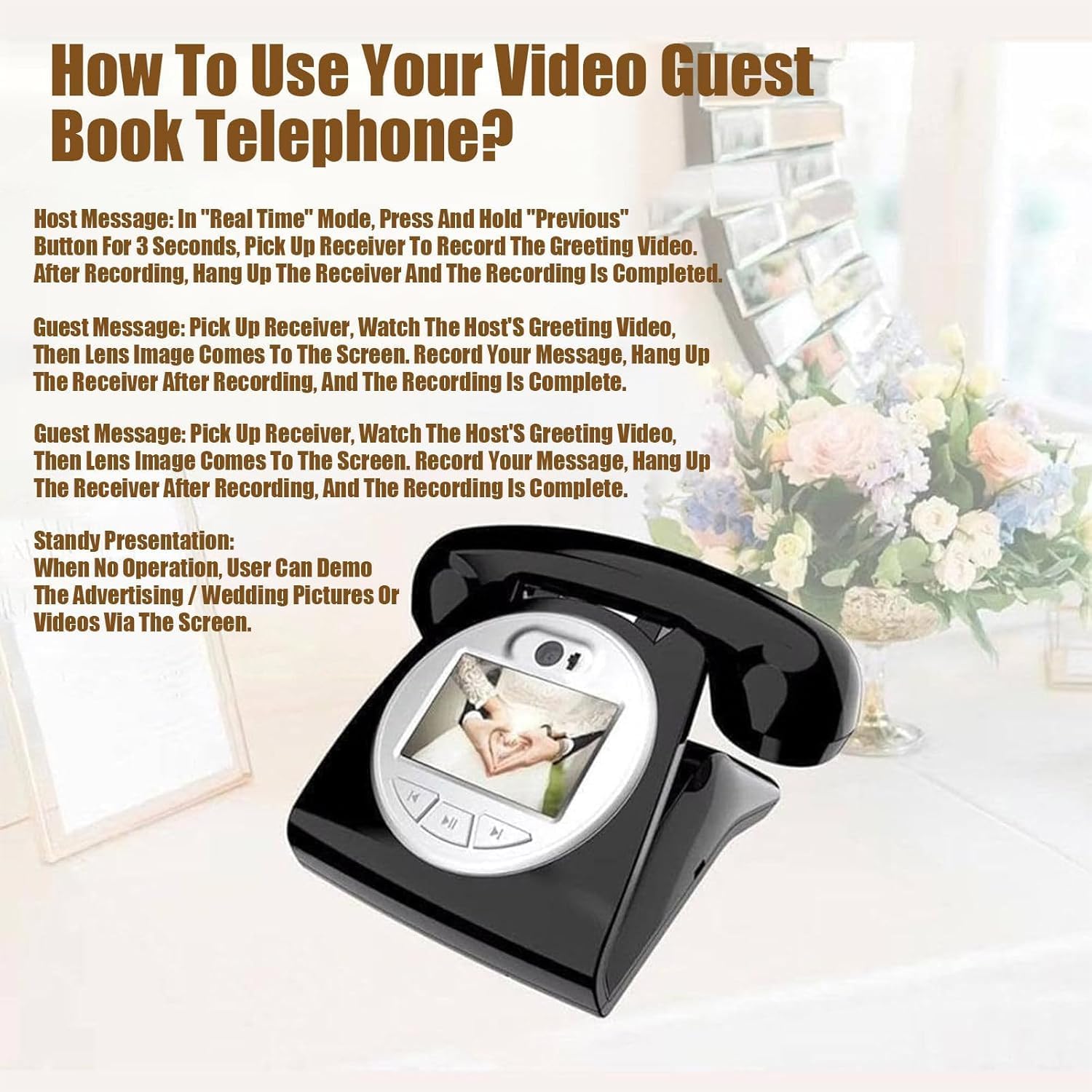 Video Audio Guest Book, 1080P Video Guestbook Wedding Phone, 32G 64G SD Card Customized Video Audio Guest Book with Lens Recording