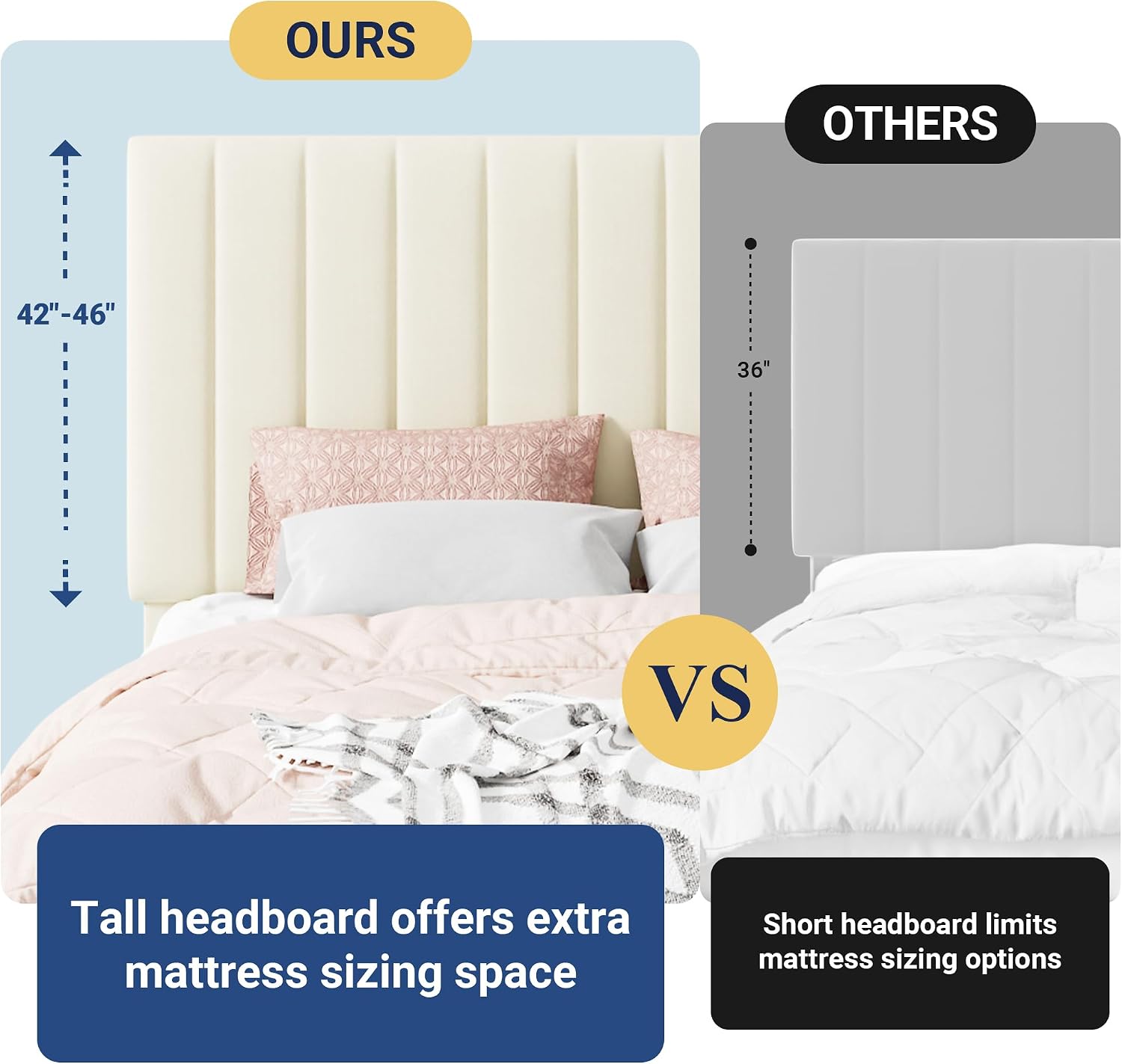 Allewie King Size Storage Bed Frame, Vertical Channel Tufted Adjustable Headboard, Velvet Upholstered Platform Bed with 4 Oversized Underbed Drawers, Wooden Slats Support, No Box Spring Needed, Cream