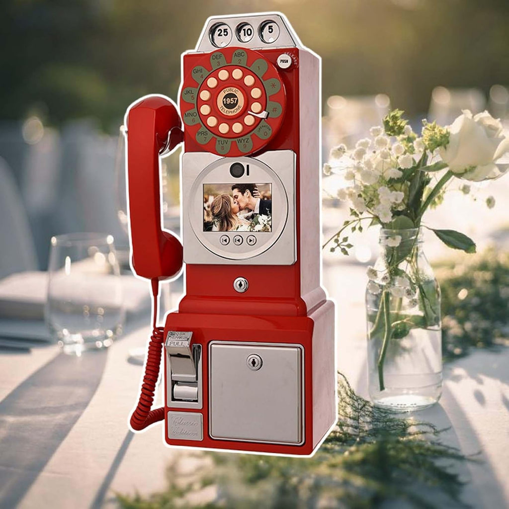 Video Audio Guest Book Wedding Phone,1080P Hd Video Audio Phone Guestbook,for Wedding/Celebration/Graduations/Baby Shower Red