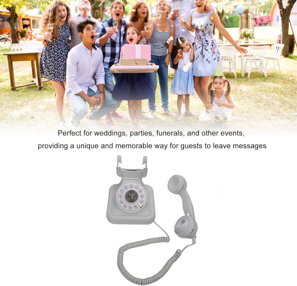 Asixxsix Audio Guest Book Wedding Phone, Classic Retro 8GB Record Customized Audio Messages with Guest Book for Weddings Parties Funerals, Audio Messages Telephone Record (White)