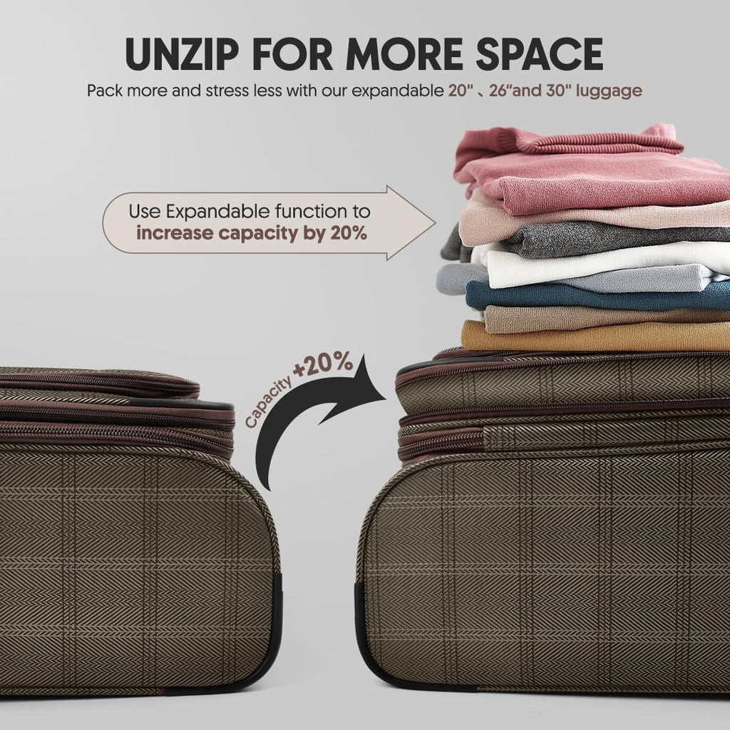 Expandable 20% Luggage-30 inch Luggage with Double Spinner Wheels-Softside Luggage w/TSA LOCK-Travel Luggage for Men Women,30''-COLOR-6