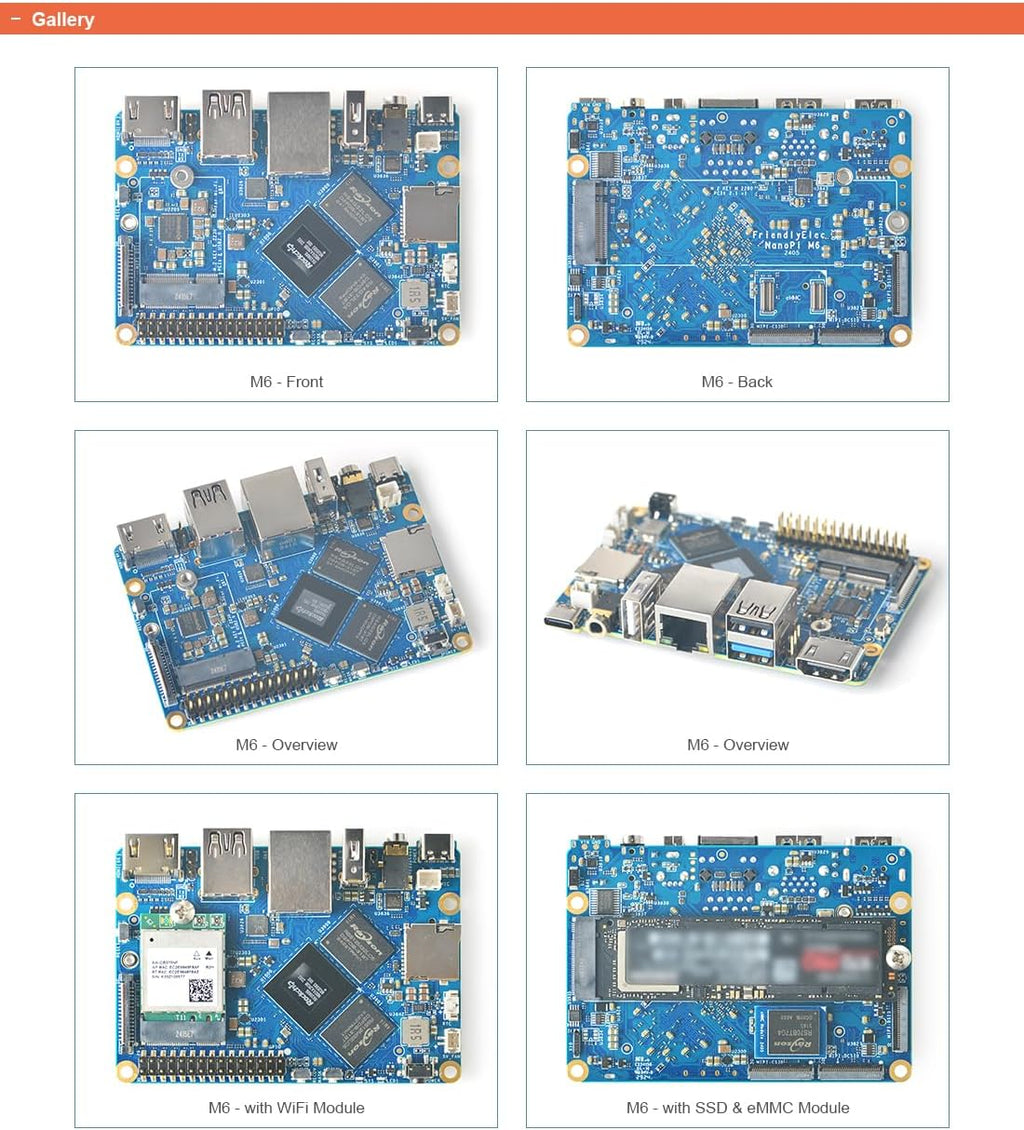 FriendlyElec NanoPi M6 Computer Mini Router OpenWRT, LPDDR5 4GB/16GB/32GB RAM, 6Tops NPU Mali-G610 GPU RK3588S SoC, for NAS, Smart Gateway and 8K Video Playing, Support Debian Ubuntu (32GB SBC)