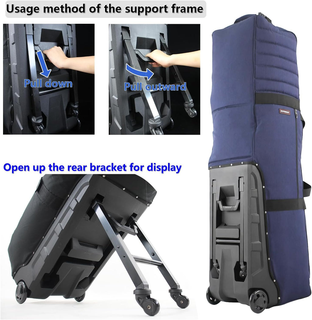 Wheeled Golf Travel Bag with Stand, Adjustable 2 or 4 Wheels, Thickened Padded Protection, Rolling Travel Case with Handles, with Password Lock Zipper, for Airlines