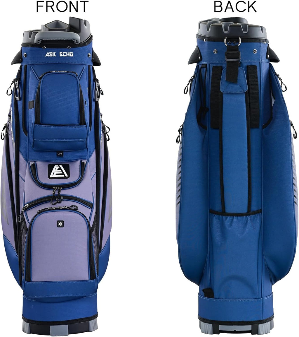 ASK ECHO T-Lock Golf Cart Bag with 14 Way Organizer Divider Top, Premium Cart Bag with Handles and Rain Cover, for Men