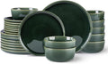 GBHOME Ceramic Dinnerware Sets for 8, 24 Pieces Stoneware Plates and Bowls Sets, Reactive Glaze Dishes -Scratch Resistant, Dishwasher&Microwave Safe, Earth Green