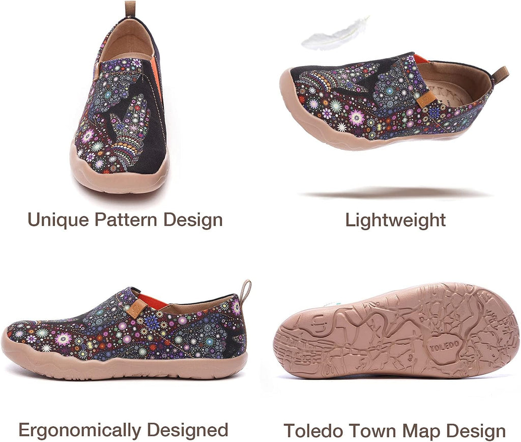UIN Women's Slip On Shoes Colorful Comfortable Lightweight Art Travel Sneakers Casual Floral Stylish Everyday Loafers