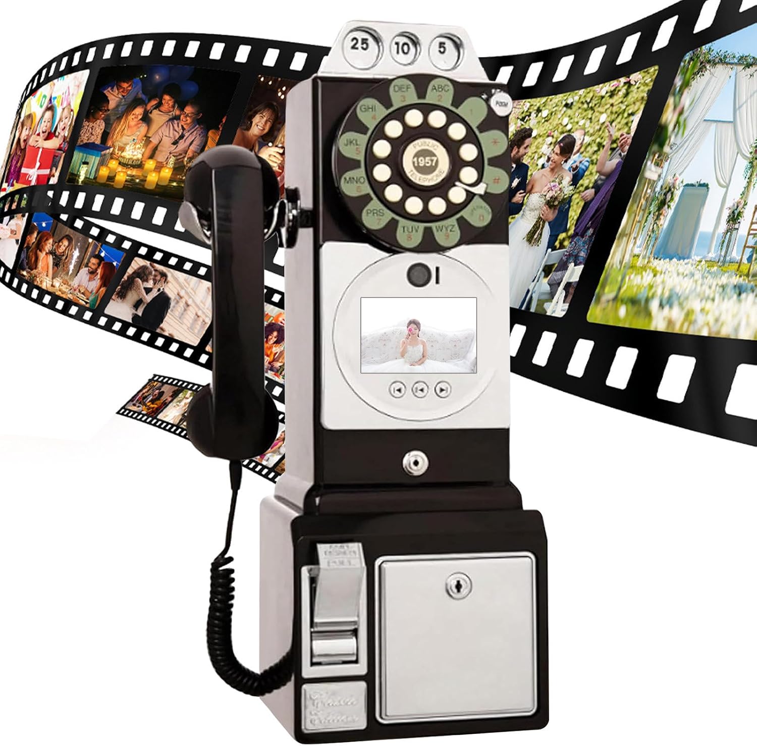 Video Audio Guest Book Wedding Phone, Customized Video Messages, Five Levels Brightness, Can Record for 6-7 Hours, Video Guestbook, Record Preserve Your Special Occasions,Black-64GB