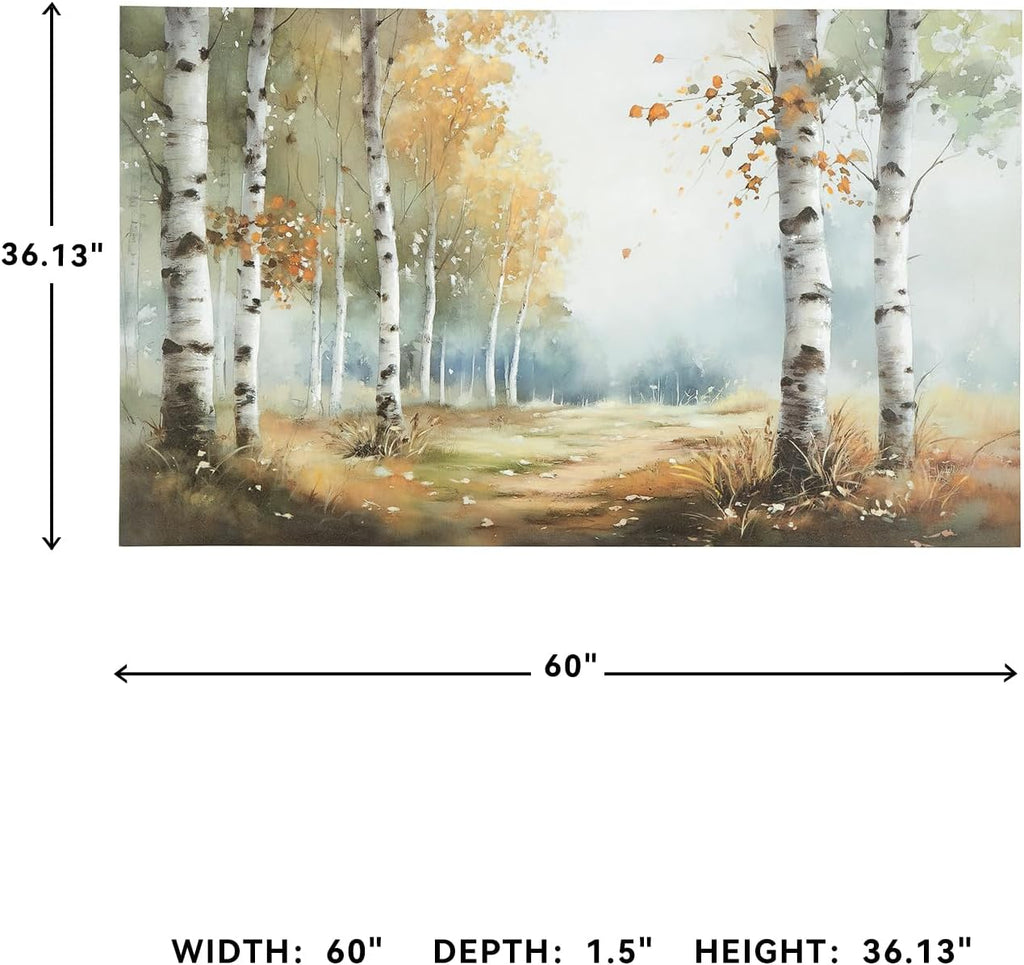 Signature Design by Ashley Leithan Classic Hand Painted Landscapse Wall Art 60 x 36 Inches, Light Brown & White