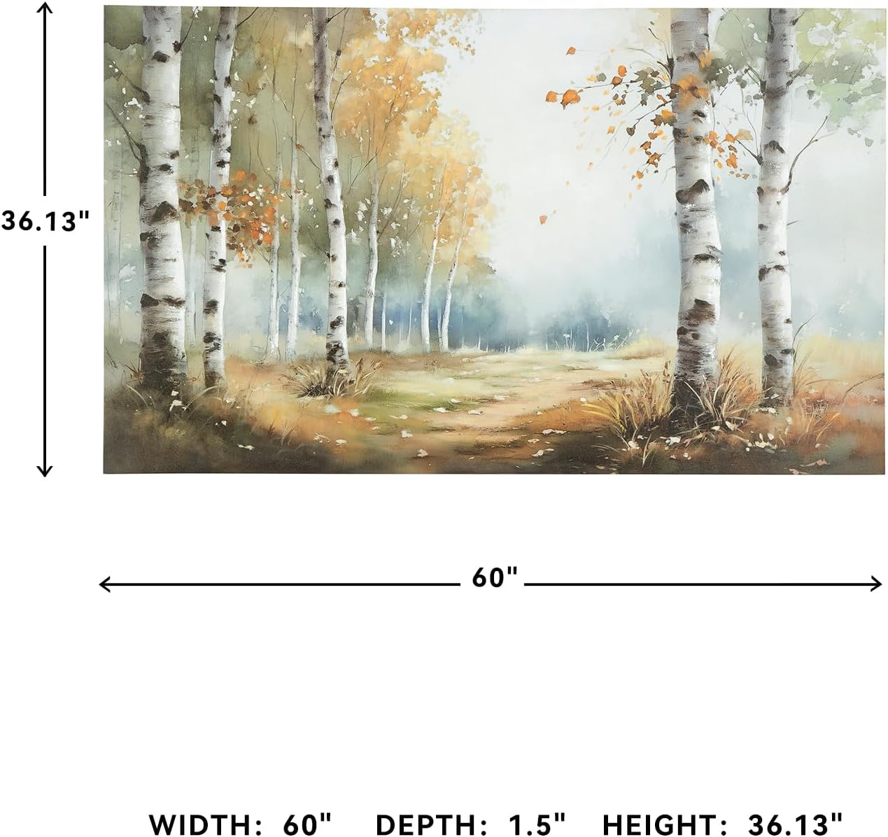 Signature Design by Ashley Leithan Classic Hand Painted Landscapse Wall Art 60 x 36 Inches, Light Brown & White