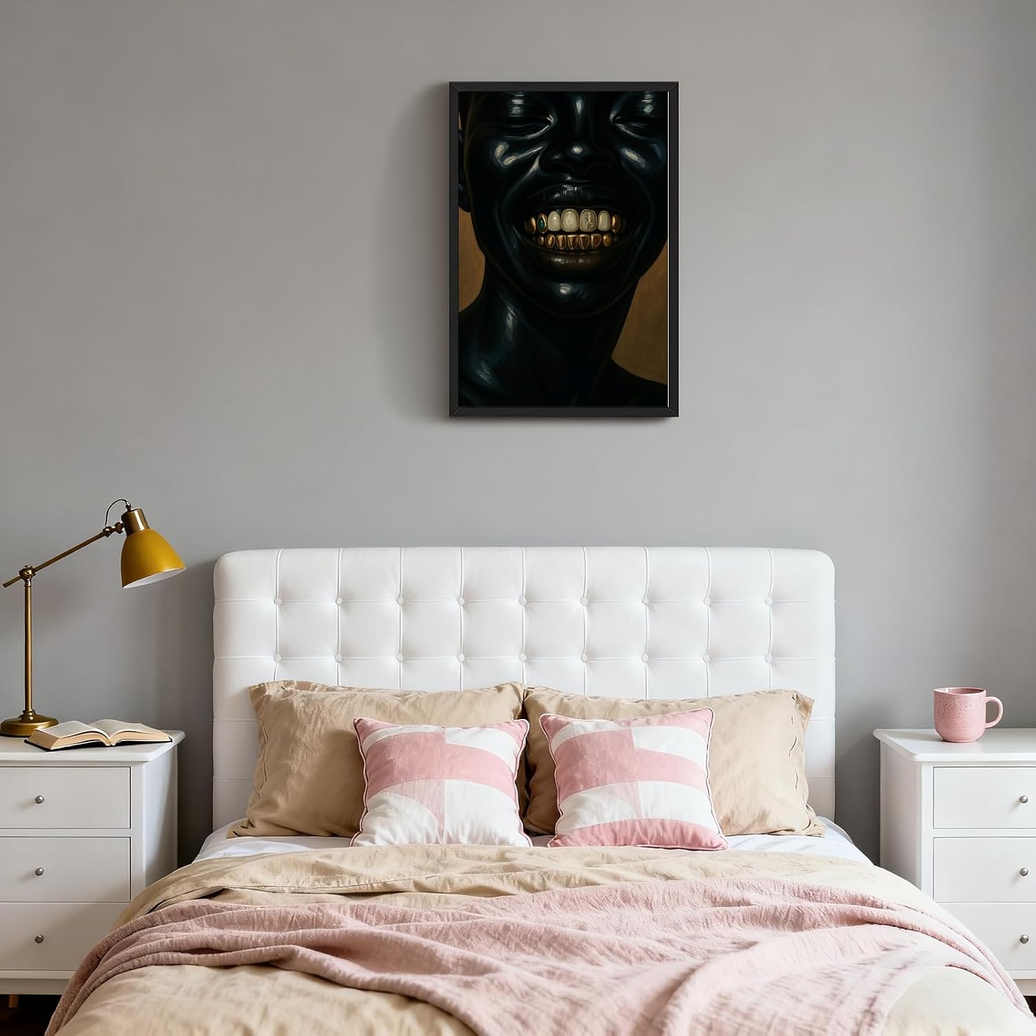 Urban Wall Art Black Man Canvas Print African Portrait Poster Painting Bold Black American Picture Modern Afrocentric Street Decor for Living Room Bedroom Studio Trendy Home 24x36inch Black Frame