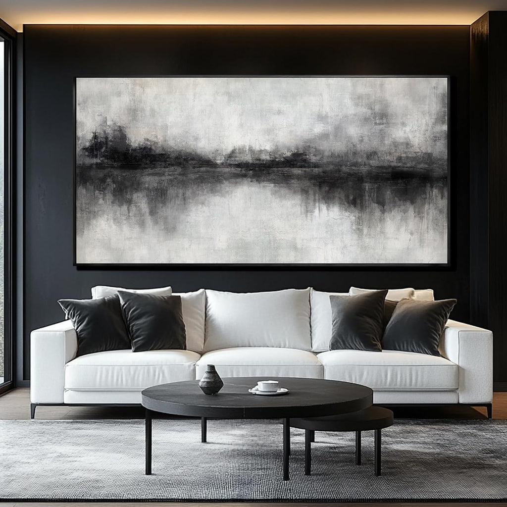 Large Abstract Canvas Wall Art Black and Grey Art Pictures for Wall Decor 29'x58' Artwork Decoration for Living Room Framed Neutral Wall Prints Kitchen