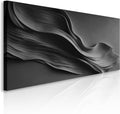 TAILORED CANVASES Black Abstract Minimalist Wall Art – Modern Waves Design for Living Room or Office - Black Tones Canvas Painting Decor – Contemporary Wall Accent in Minimalist Abstract Style 60x30
