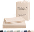 Bella Coterie Luxury Bamboo Viscose Queen Size Duvet Cover Set | 100% Organically Grown | Corner Ties | Ultra Soft | Cooling | Two Pillow Shams | 90 x 94 | No Insert [Champagne]
