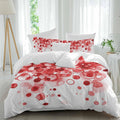 Abstract Duvet Cover Set Queen Size 4 Pieces Red Gradient Watercolors Ink Points Minimalist Style Bedding Set with Zipper Closure, 1 Comforter Cover 86x86 Inches 1 Flat Sheet & 2 Pillow Cases