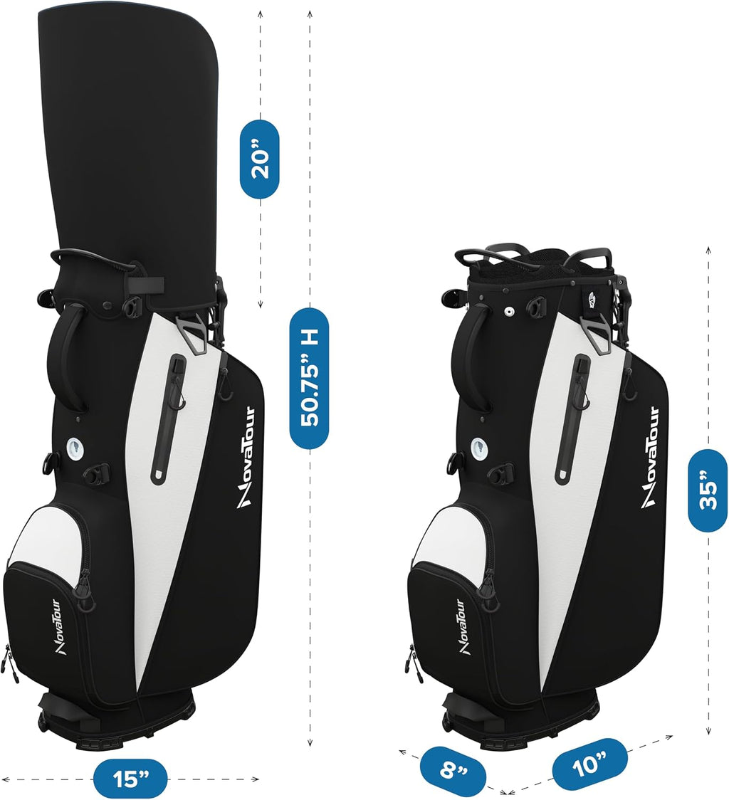 Golf Stand Bag - Lightweight Golf Bag with Stand and 7 Way Dividers, Dual Strap, Waterproof Pocket, Insulated Sleeve, Easy-Lift Handles and Swing-Cam Holder
