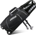 JANUS Golf Travel Bag Hard Case with Foldable Support Legs, Hands-Free Golf Club Travel Bag with 360° Spinner Wheels, ABS Hard Shell, Foldable Design for Airline Travel