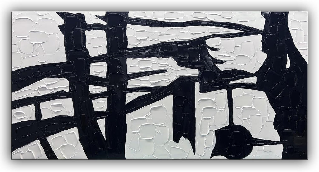 YaSheng Art Contemporary Artwork Large Canvas Art Hand-painted Black and White Wall Art Minimalist Texture Abstract Wall Painting Home Decorations Wall Art For Living Room Ready to hang 30X60inch
