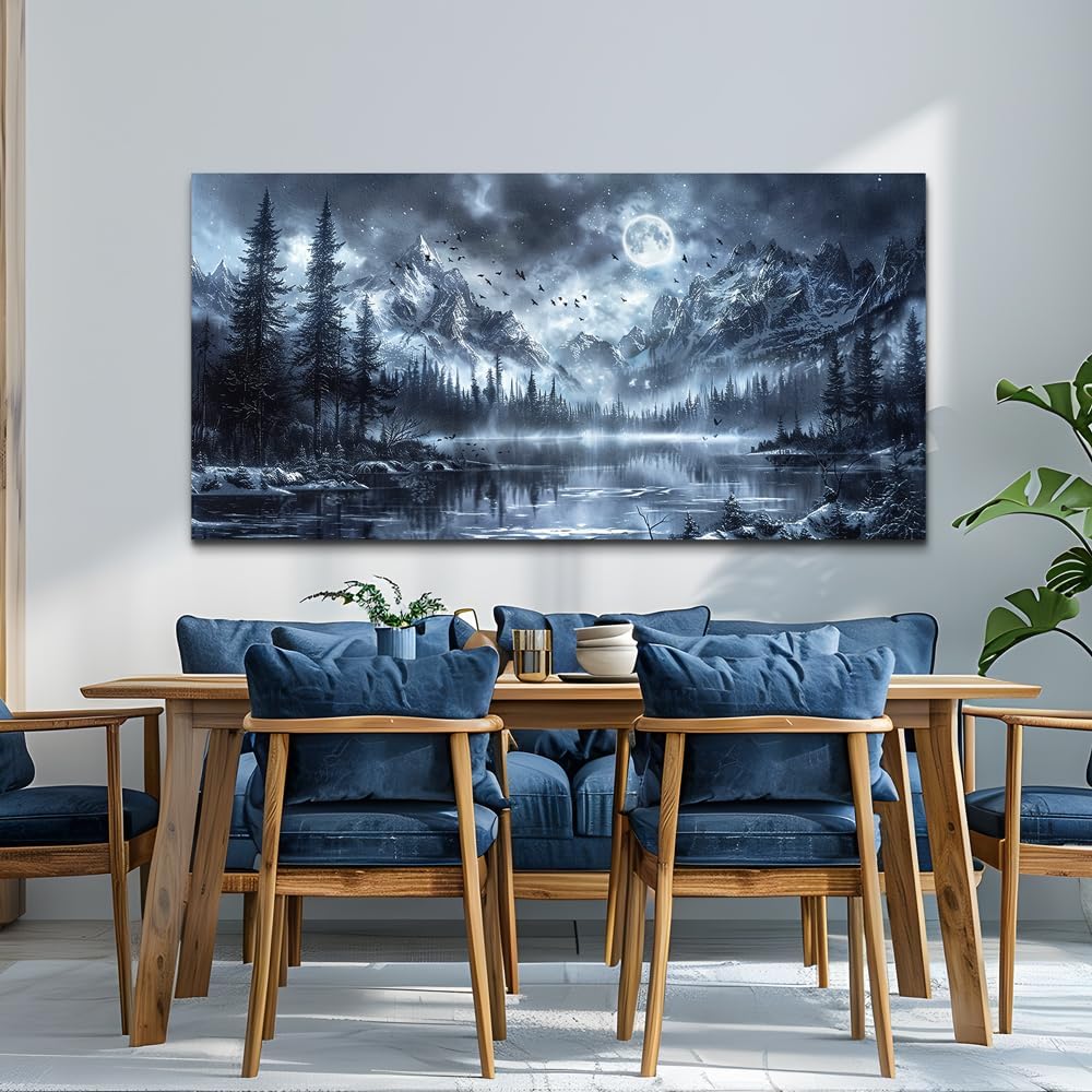 FUHAIHUA Large Canvas Wall Art For Living Room Wall Decor For Bedroom Office Decoration Black And White Wall Painting Forest Landscape Picture Hotel Artwork Poster Home Decor Ready to Hang 30X60 In