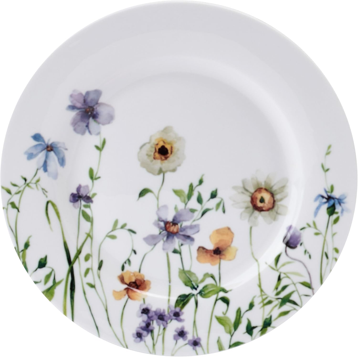 Mikasa Audrina Water Color Flowers Bone China Lightweight Chip Resistant 12 Piece Dinnerware Set, Service for 4, White