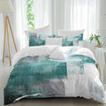 Prime Leader Abstract Art Duvet Cover Set Queen Size 4 Pieces Gradient Turquoise Vintage Minimalist Style Bedding Set with Zipper Closure, 1 Comforter Cover 86x86 Inches 1 Flat Sheet & 2 Pillow Cases