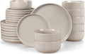 LIANYU Dinnerware Dishes Sets for 8, 24-Piece Stoneware Dinner Set, Ceramic Dining Bowls and Plates Crafted at 2400℉, Scratch Resistant, Microwave & Dishwasher Safe, Milky Brown