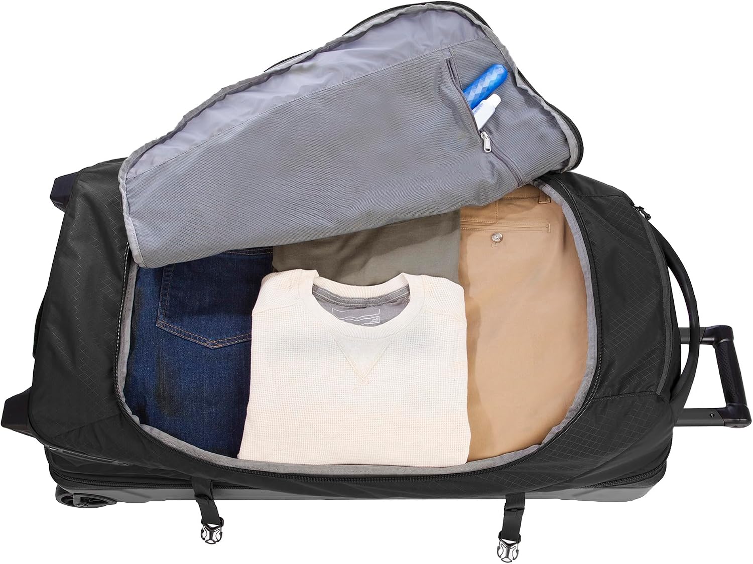 Eddie Bauer Expedition Rolling Duffel Bag with Wheels | Travel | Check-In | Luggage | Rugged | Durable - Black, 34'
