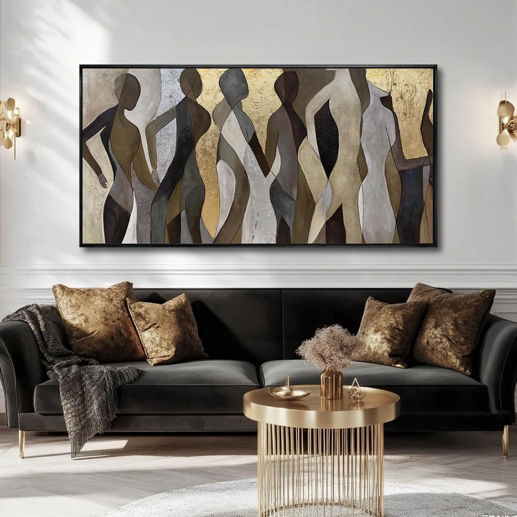 Artexist Figure Wood Wall Decor Neutral Wall Art Modern Poster Printing 24'x48' Picture for Bedroom Hanging Art for Dining Room Area