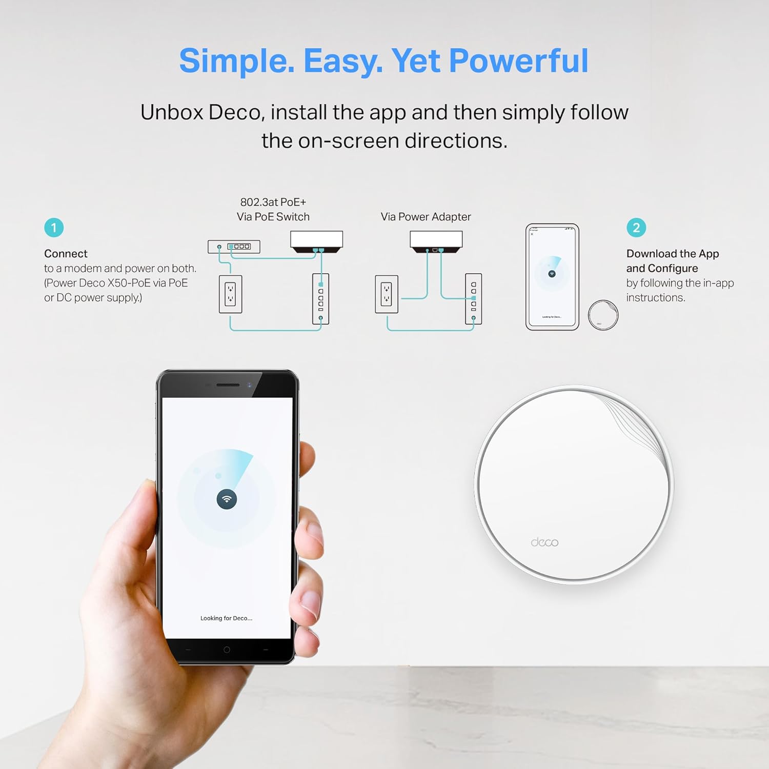 TP-Link Deco X50 AX3000 Mesh WiFi System – Ceiling/Wall-Mountable WiFi 6 Mesh, Replaces Router/Access Point/Extender, Powered, Dual 2.5G Ports, 3-Pack