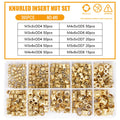 1set Double Pass Copper Knurl Nut Brass Insert Thread Metal Lock Nuts Embedded Fastener Assortment Kit Set Box M2 M2.5 M3 M4 M5 M6(LSTH00161)