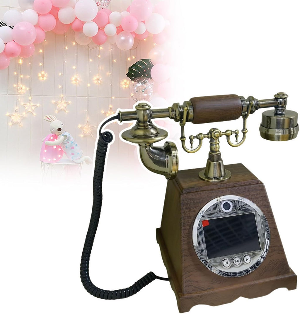 Vintage Wedding Phone Guestbook, Creative Record Audio GuestBook, Video Guestbook Wedding Phone, 99 Custom Photos, 7H Battery Life, 3.5In Screen, For Wedding Bridal Shower, Birthday, Graduations B