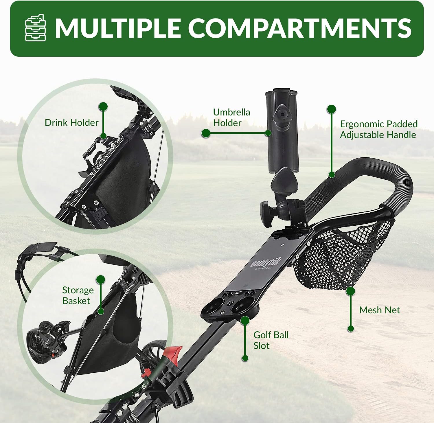 Caddytek Golf CaddyLite 11.5 V3 Superlite Deluxe Push Cart
