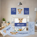 Terwex Personalized Baby Crib Bedding Set, 5 Pcs Custom Name Nursery Bedding Set, Deep Blue Leopard Baby Bedding Set for Boys, Double Layer Baby Crib Sets, Customized Gifts for Toddlers Kids Infants