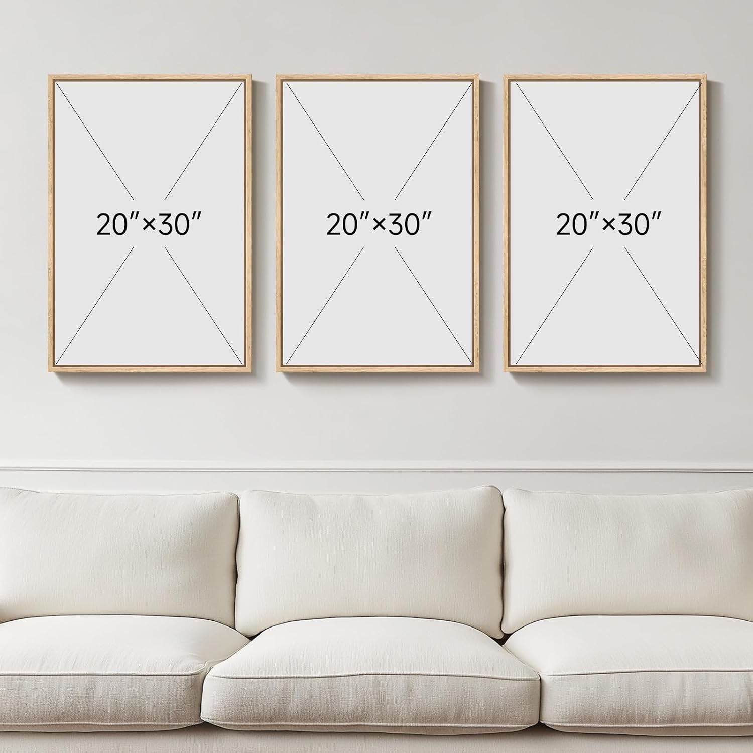 Framed Neutral Chinoiserie Blue Botanical Wall Art, 3 Piece Minimalist Floral Canvas Artwork for Modern Farmhouse, Flower Painting Prints for Living Room Bedroom Kitchen Office Dining Room, 20x30 In